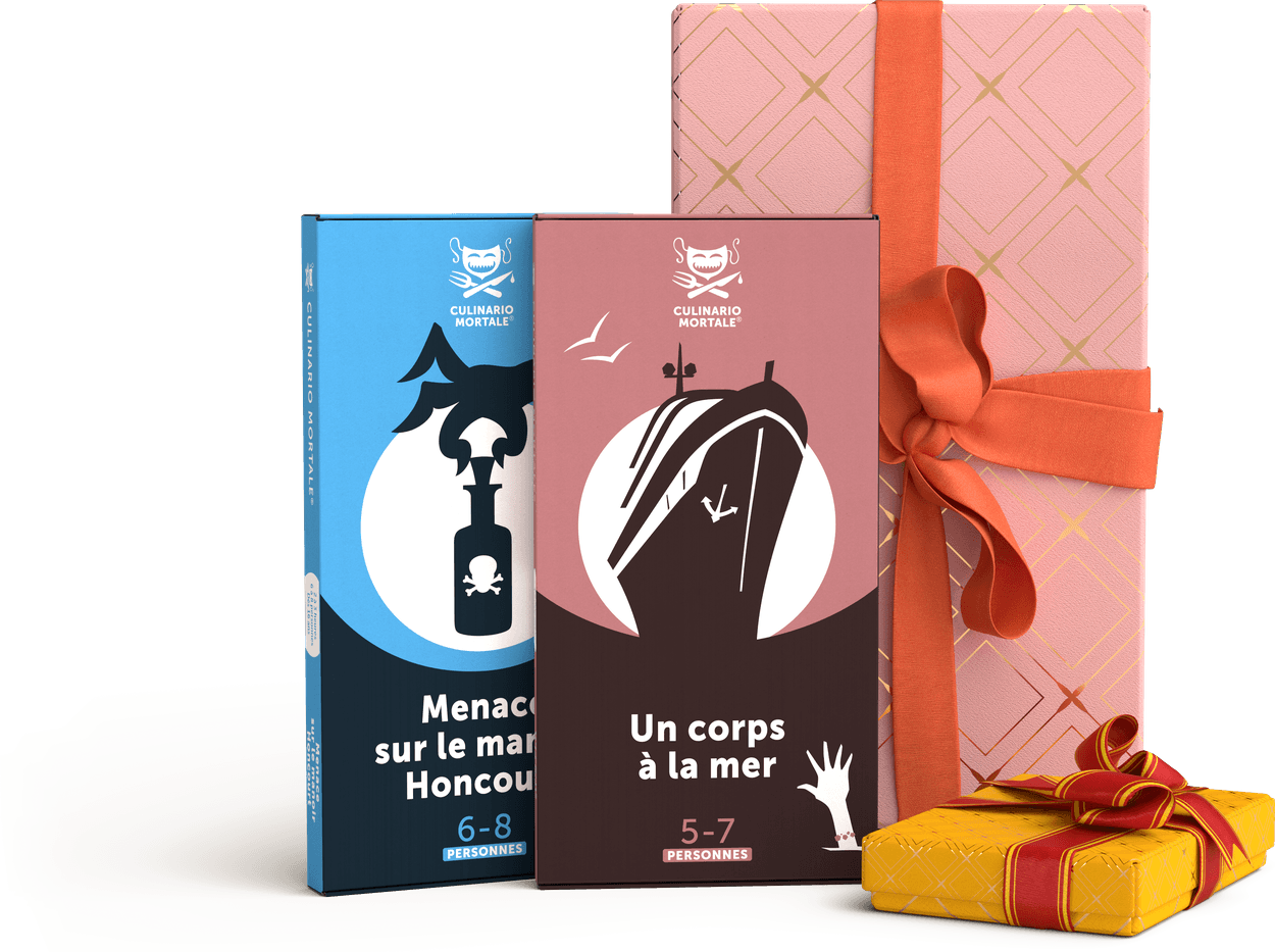 Dîner-enquête Culinario Mortale emballé en cadeau